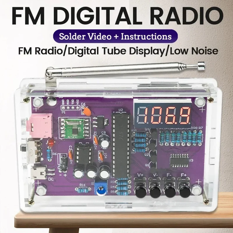 DIY FM-Radio-Elektronikbausatz, einstellbare Frequenz 87-108 MHz, Digitalanzeige, DIY-Lötprojekt, Übungslötset RDA5807S