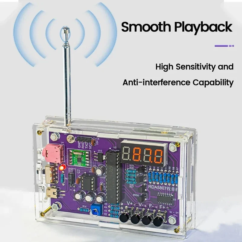 DIY FM-Radio-Elektronikbausatz, einstellbare Frequenz 87-108 MHz, Digitalanzeige, DIY-Lötprojekt, Übungslötset RDA5807S