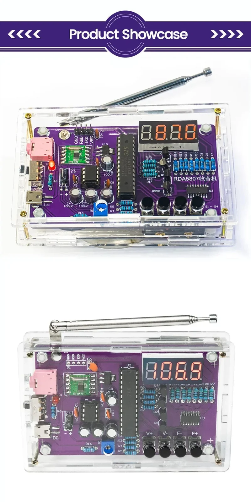 DIY FM-Radio-Elektronikbausatz, einstellbare Frequenz 87-108 MHz, Digitalanzeige, DIY-Lötprojekt, Übungslötset RDA5807S