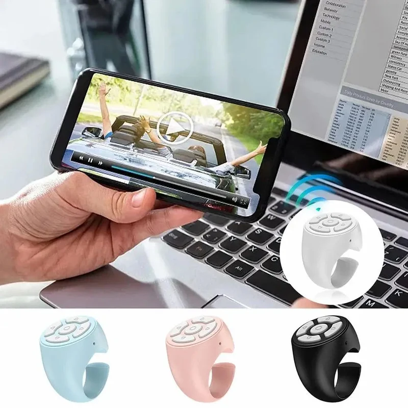 Multifunktions-BT-Fernbedienung Tragbarer Selfie-Video-Controller mit Fingerspitze Automatisches Page-Turner-Browsing für das Telefon