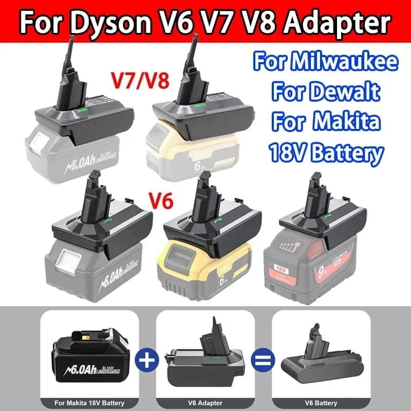 Adapter für Makita/Dewalt/Milwauke 18V Lithium-Batterie Konverter Zu Für Dyson V6 V7 V8 Serie Staubsauger Werkzeug DC58/SV11/SV10