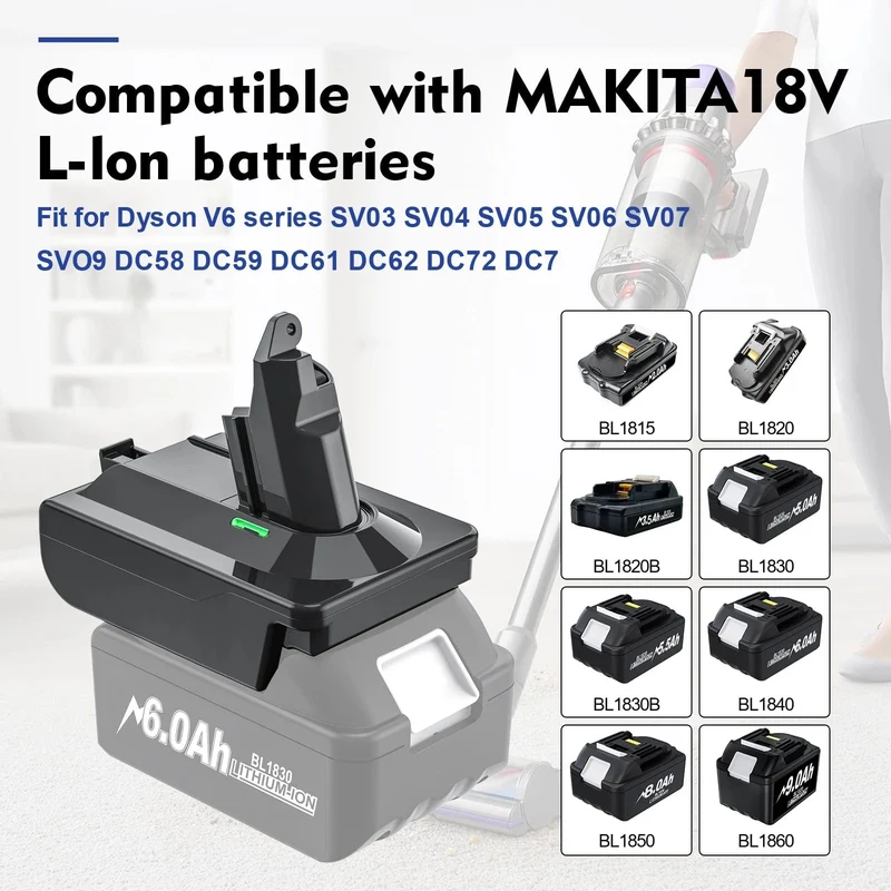 Adapter für Makita/Dewalt/Milwauke 18V Lithium-Batterie Konverter Zu Für Dyson V6 V7 V8 Serie Staubsauger Werkzeug DC58/SV11/SV10