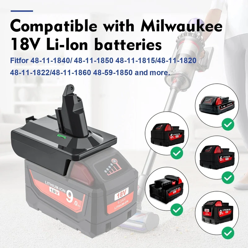 Adapter für Makita/Dewalt/Milwauke 18V Lithium-Batterie Konverter Zu Für Dyson V6 V7 V8 Serie Staubsauger Werkzeug DC58/SV11/SV10