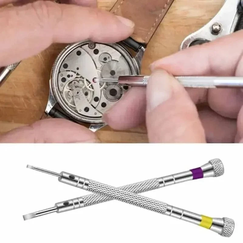 5-teiliges Set, 0.8–1.6 mm Stahlschraubendreher für die Uhrenreparatur, tragbare Uhrenwerkzeuge, Armbandentfernung mit Mini-Verbindungsstiften, Uhrmacherwerkzeuge