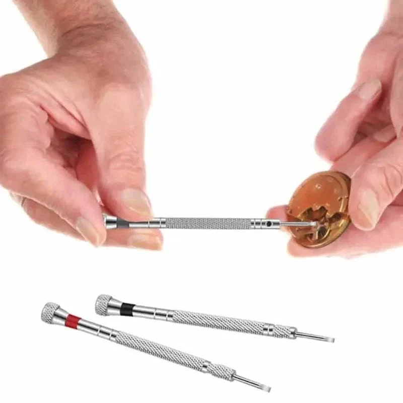 5-teiliges Set, 0.8–1.6 mm Stahlschraubendreher für die Uhrenreparatur, tragbare Uhrenwerkzeuge, Armbandentfernung mit Mini-Verbindungsstiften, Uhrmacherwerkzeuge