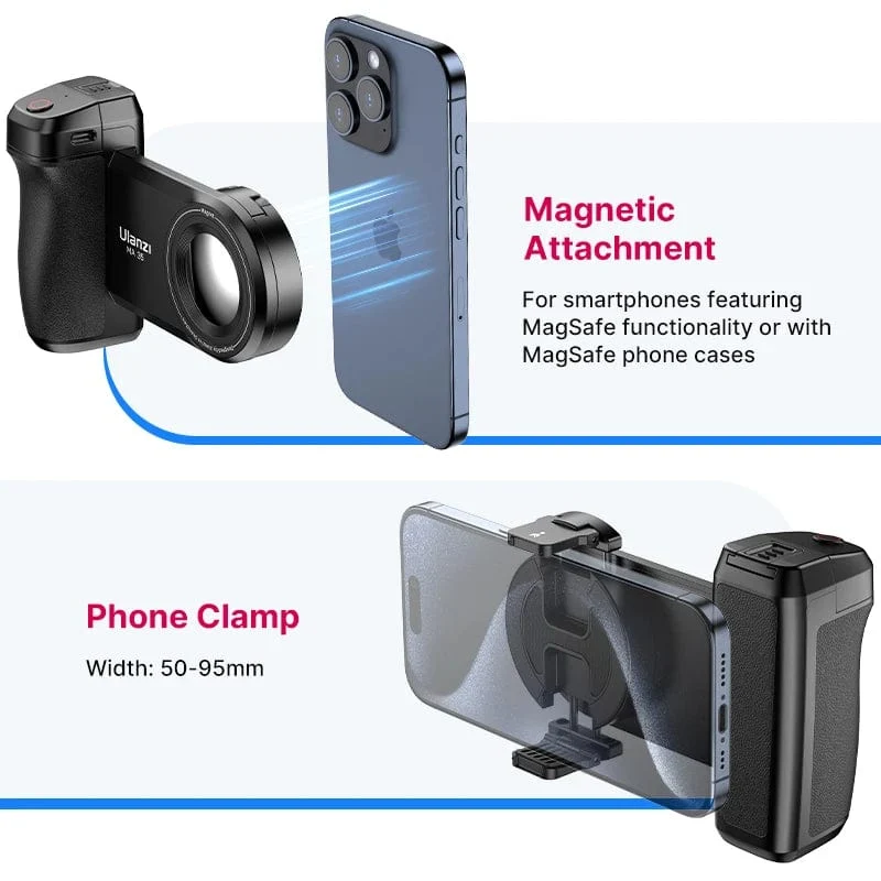 Ulanzi MA35 MagSafe Bluetooth Shutter Smartphone Kamera Griff Grip Selfie Stablizer Vertikale Horizontale Aufnahmen für Telefon