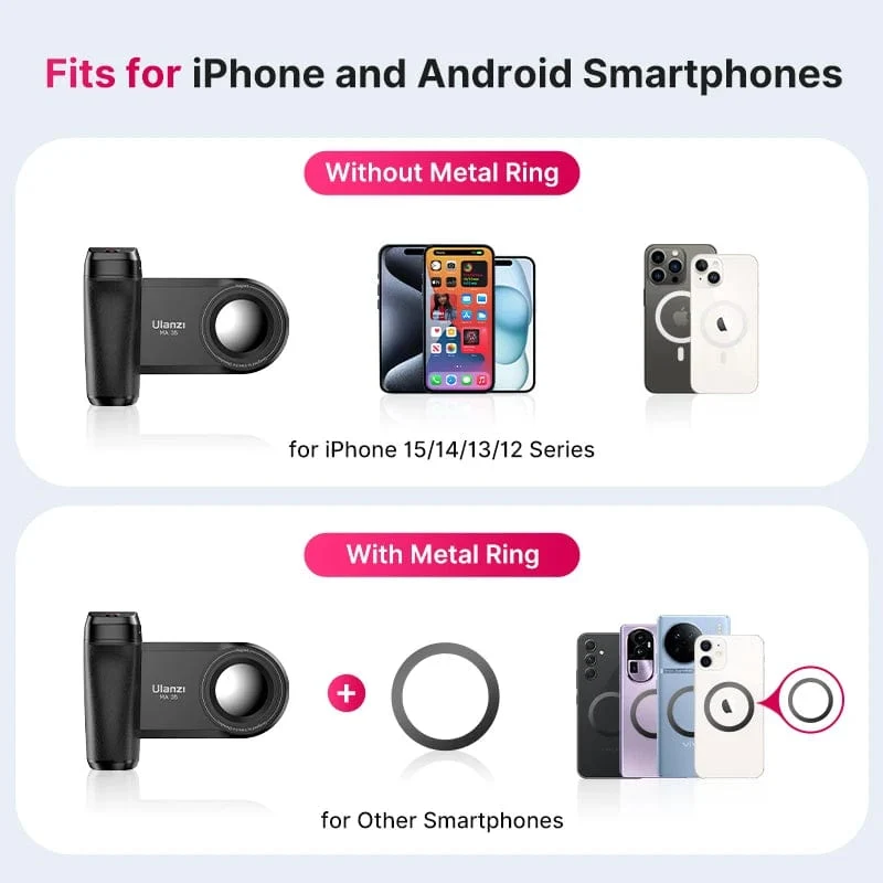 Ulanzi MA35 MagSafe Bluetooth Shutter Smartphone Kamera Griff Grip Selfie Stablizer Vertikale Horizontale Aufnahmen für Telefon
