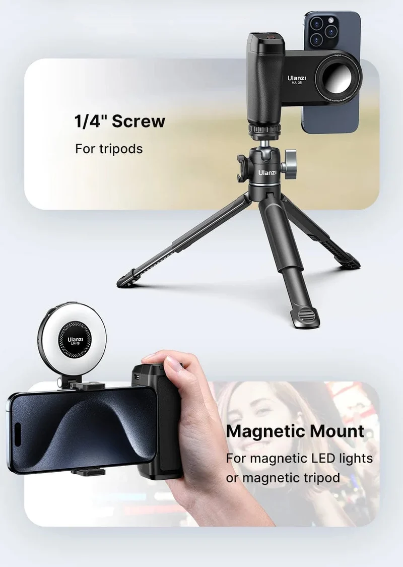 Ulanzi MA35 MagSafe Bluetooth Shutter Smartphone Kamera Griff Grip Selfie Stablizer Vertikale Horizontale Aufnahmen für Telefon