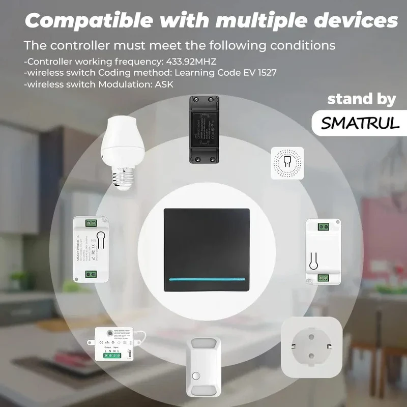 GERMA 1/2/3 Gang RF 433Mhz Smart Home Push Wireless Schalter Licht Fernbedienung Wand Taste Decke Lampe Ein Aus ASK Ev1257