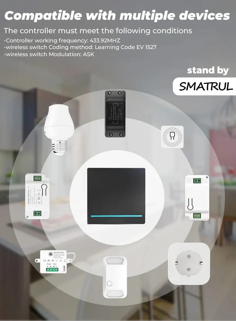 GERMA 1/2/3 Gang RF 433Mhz Smart Home Push Wireless Schalter Licht Fernbedienung Wand Taste Decke Lampe Ein Aus ASK Ev1257