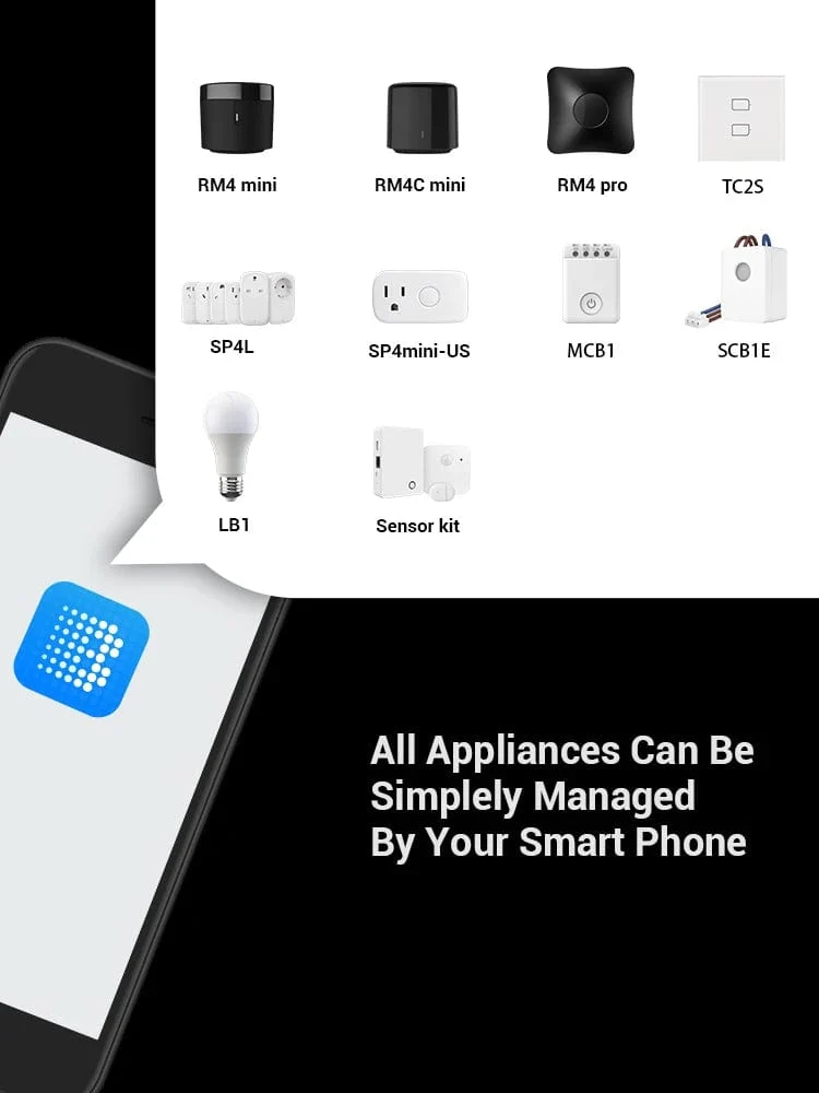 BroadLink RM4 Pro RM4 mini HTS2 Temperatur- und Feuchtigkeitssensor Version Drahtloser Universal-Fernbedienungs-Hub mit Smart-Home-Lösung