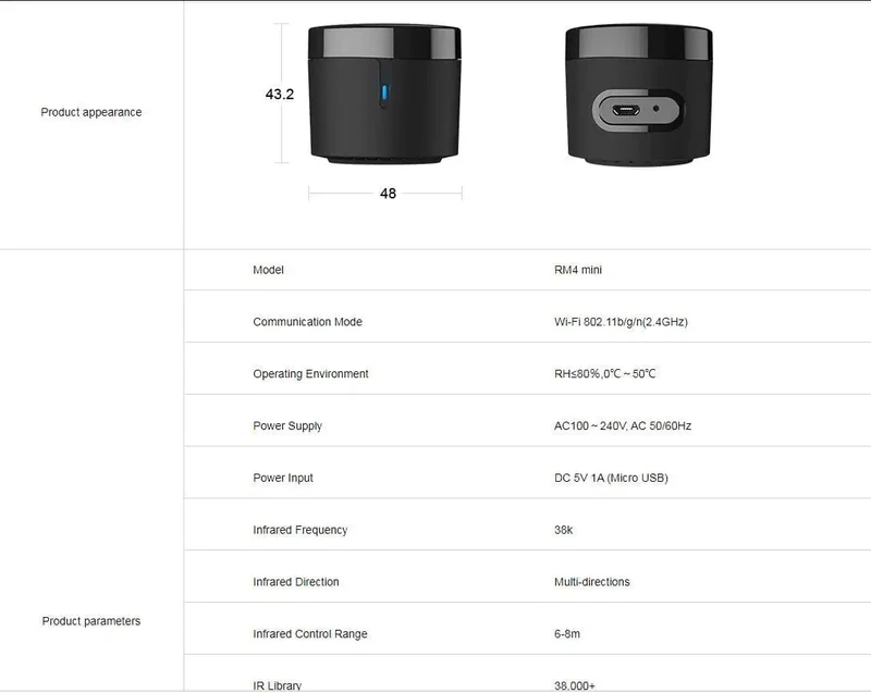 BroadLink RM4 Pro RM4 mini HTS2 Temperatur- und Feuchtigkeitssensor Version Drahtloser Universal-Fernbedienungs-Hub mit Smart-Home-Lösung