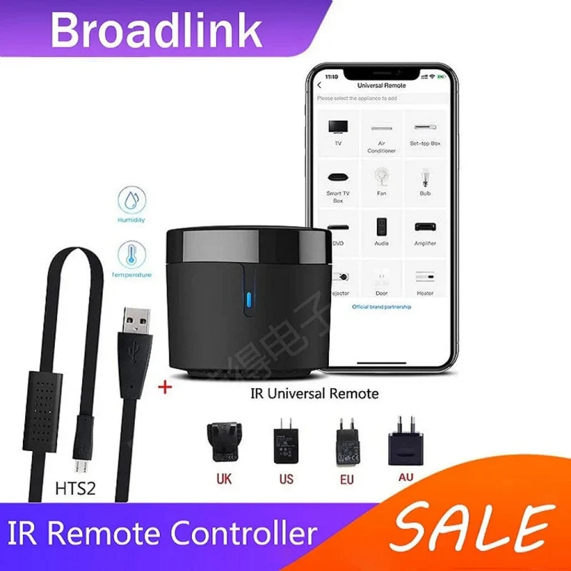 Broadlink RM4mini+HTS Temperatur-Feuchtigkeitssensor WiFi IR-Fernbedienung für Klimaanlage TV-Set-Top-Box Funktioniert mit Alexa