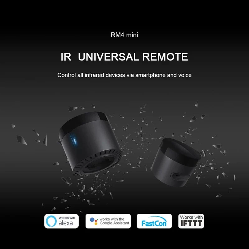 Broadlink RM4mini+HTS Temperatur-Feuchtigkeitssensor WiFi IR-Fernbedienung für Klimaanlage TV-Set-Top-Box Funktioniert mit Alexa