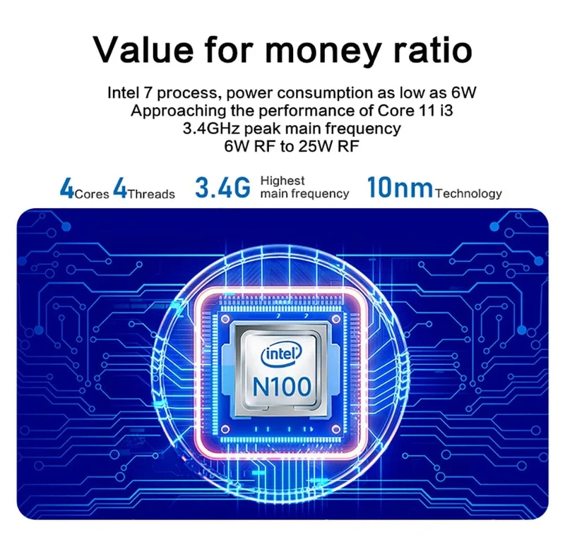 MLLSE G3 Mini-PC Gemini-Lake N100 Windows 11 Pro Intel 12. DDR4 8 GB RAM 256 GB ROM WiFi 5 BT4.2 Desktop-Computer Mini-PC Arbeit