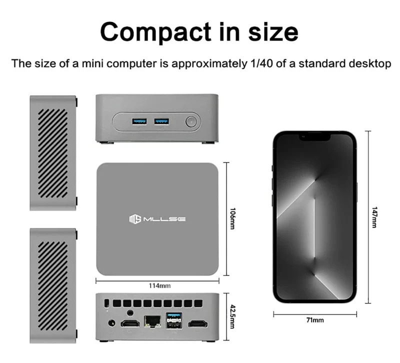 MLLSE G3 Mini-PC Gemini-Lake N100 Windows 11 Pro Intel 12. DDR4 8 GB RAM 256 GB ROM WiFi 5 BT4.2 Desktop-Computer Mini-PC Arbeit