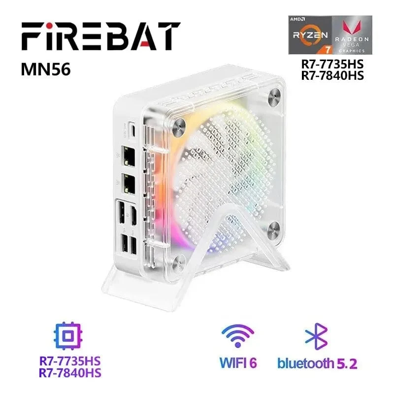 FIREBAT MN56 MINIPC AMD R7-7735HS 7840HS 6600H 7940HS Mini-PC Gamer Bunter 16 GB 512 GB DDR5 Desktop-Gaming-Computer BT5.2 WIFI6