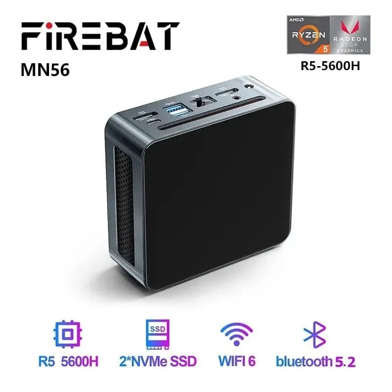 FIREBAT MN56 Mini-PC Gamer AMD Ryzen 5 5600H Windows 11 DDR4 Nvme SSD MiniPC WIFI6 BT5.2 Für Gaming-Desktop-Computer