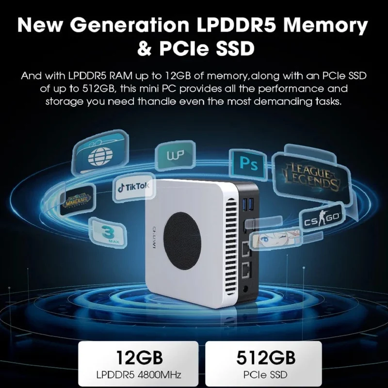 CHUWI LarkBox X Mini-PC 12 GB RAM 512 GB SSD Intel N100 Spiele-PC UHD-Grafik für Intel-Prozessoren der 12. Generation WiFi 6 Desktop-Computer