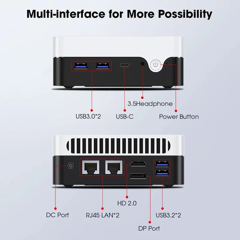 CHUWI LarkBox X Mini-PC 12 GB RAM 512 GB SSD Intel N100 Spiele-PC UHD-Grafik für Intel-Prozessoren der 12. Generation WiFi 6 Desktop-Computer
