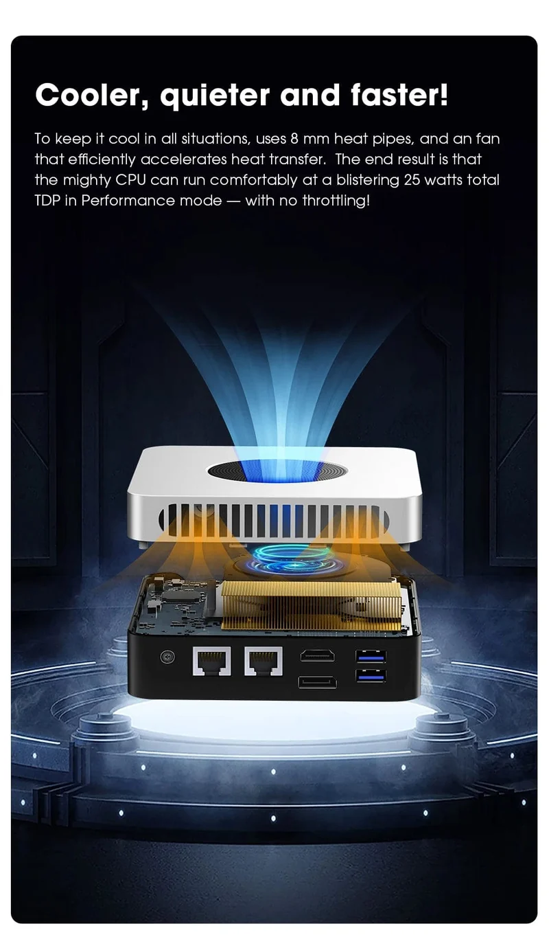 CHUWI LarkBox X Mini-PC 12 GB RAM 512 GB SSD Intel N100 Spiele-PC UHD-Grafik für Intel-Prozessoren der 12. Generation WiFi 6 Desktop-Computer