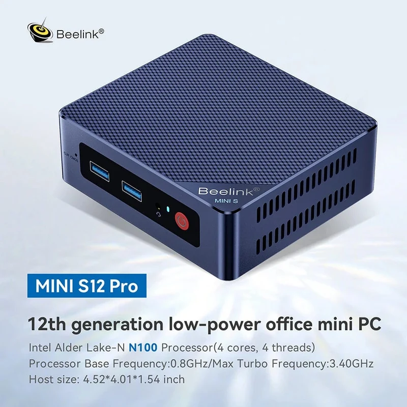Beelink Mini S12 Pro Intel 12. Generation N100 16G 500G Mini S12 Intel N95 Mini-PC DDR4 8G 256G SSD Desktop-Gaming-Computer VS T8 Pro