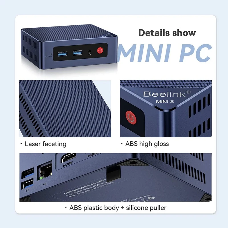 Beelink Mini S12 Pro Intel 12. Generation N100 16G 500G Mini S12 Intel N95 Mini-PC DDR4 8G 256G SSD Desktop-Gaming-Computer VS T8 Pro