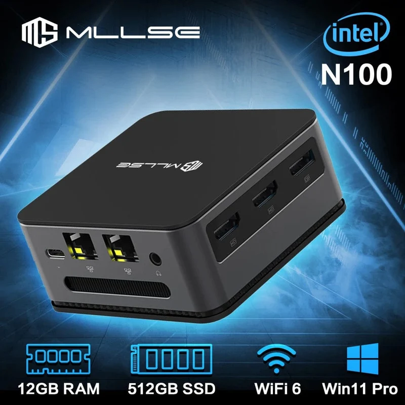 MLLSE G2 Mini-PC Windows 11 Pro Alder Lake N100 Intel 12. DDR4 12 GB RAM 512 GB SSD WiFi 6 BT5.2 Desktop-Computer Mini-PC Arbeit