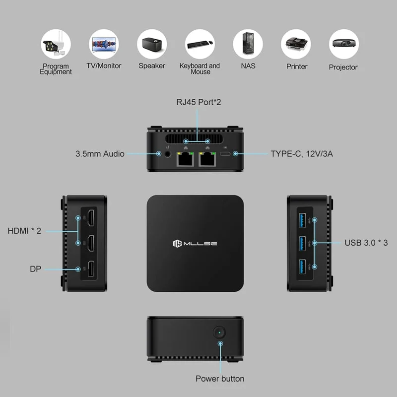 MLLSE G2 Mini-PC Windows 11 Pro Alder Lake N100 Intel 12. DDR4 12 GB RAM 512 GB SSD WiFi 6 BT5.2 Desktop-Computer Mini-PC Arbeit