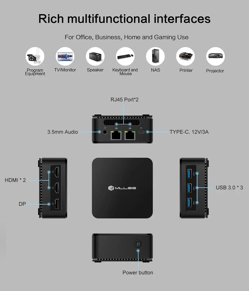 MLLSE G2 Mini-PC Windows 11 Pro Alder Lake N100 Intel 12. DDR4 12 GB RAM 512 GB SSD WiFi 6 BT5.2 Desktop-Computer Mini-PC Arbeit