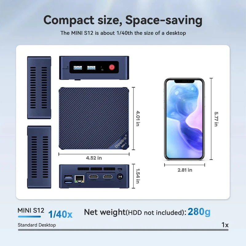Beelink Mini S12 Pro N100 Intel 12. Generation 16G 500G Mini S Intel 11. Generation N5095 DDR4 8GB 128GB SSD Desktop-Gaming-Computer N95 VS GK3V