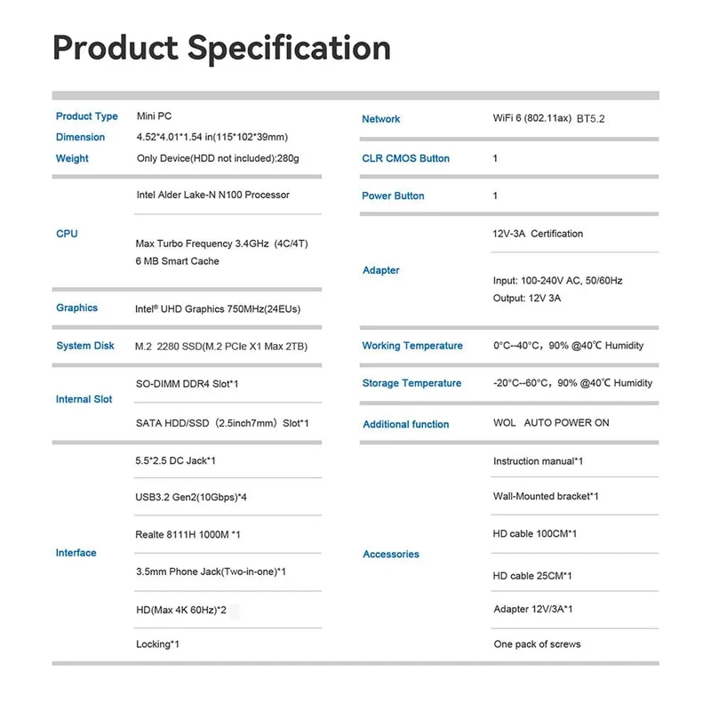 Beelink Mini S12 Pro N100 Intel 12. Generation 16G 500G Mini S Intel 11. Generation N5095 DDR4 8GB 128GB SSD Desktop-Gaming-Computer N95 VS GK3V