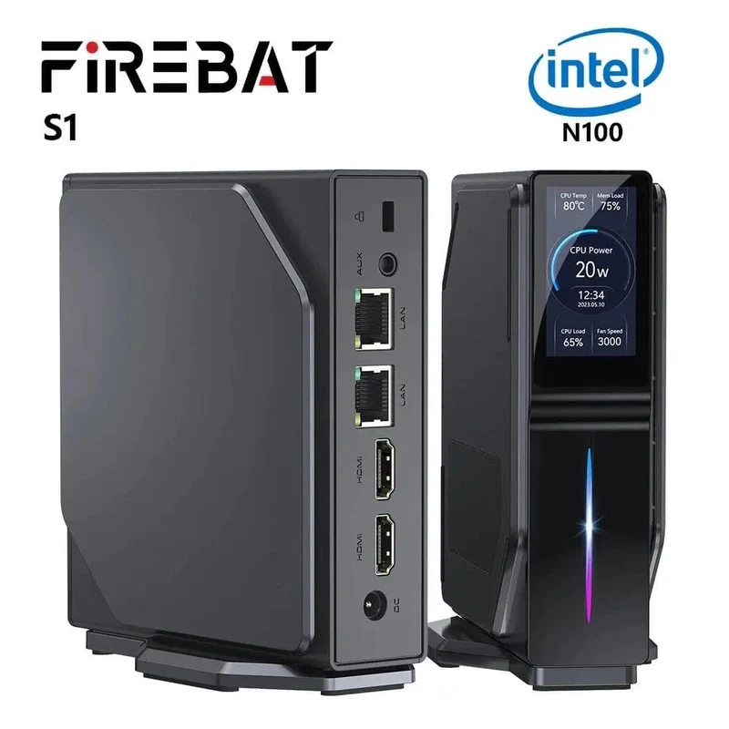 FIREBAT S1 Mini PC 12. Alder Lake N100 16 GB 512 GB DDR4 MiniPC Gamer-Desktops WiFi5 BT4.2 Computer RGB-Visualisierung
