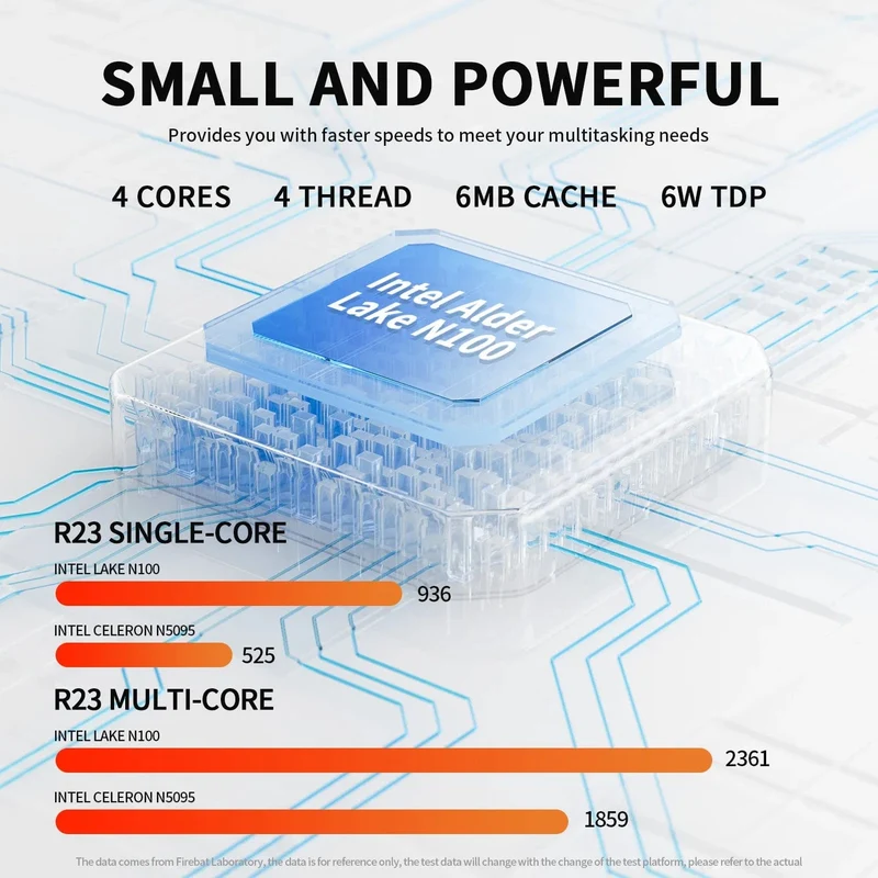 FIREBAT S1 Mini PC 12. Alder Lake N100 16 GB 512 GB DDR4 MiniPC Gamer-Desktops WiFi5 BT4.2 Computer RGB-Visualisierung