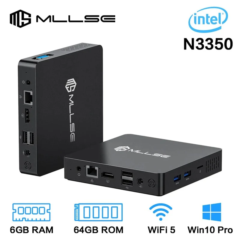 MLLSE M2 Mini-PC Intel Celeron N3350 CPU 6G RAM 64G ROM USB3.0 Win10 WiFi Bluetooth 4.2 Tragbarer Desktop-Computer
