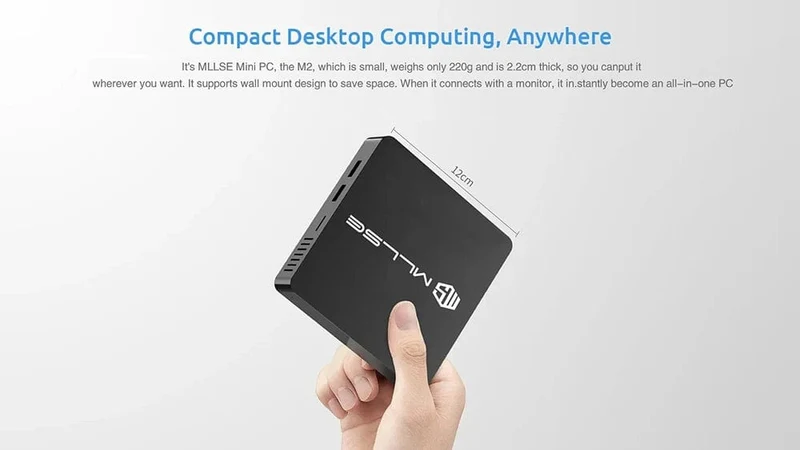 MLLSE M2 Mini-PC Intel Celeron N3350 CPU 6G RAM 64G ROM USB3.0 Win10 WiFi Bluetooth 4.2 Tragbarer Desktop-Computer