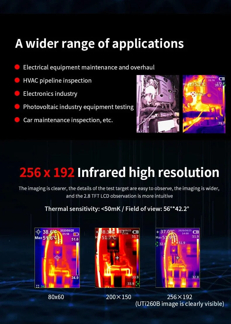 UNI-T UTI260B HD 256X192 Pixel Industrielle Wärmebildkamera Temperaturbildgebung Schaltung Elektrische Wartung