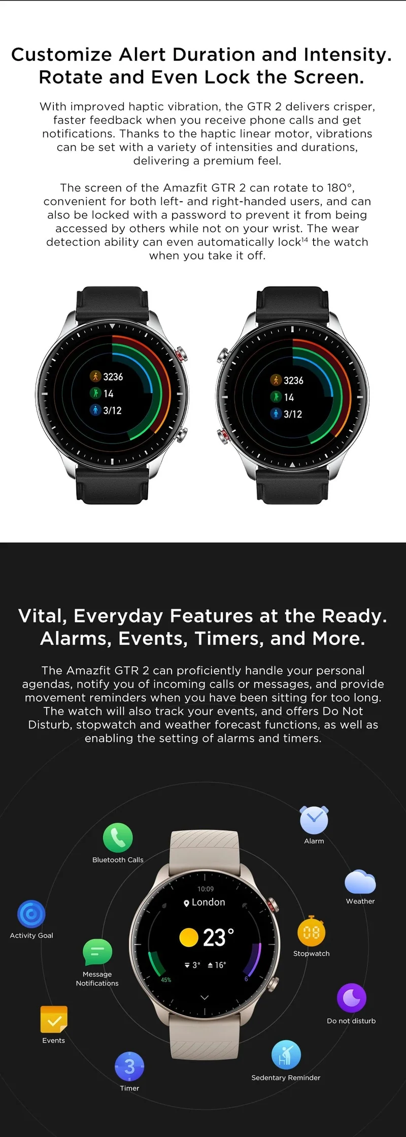 [Neue Version] Amazfit GTR 2 Smartwatch 46 mm Alexa Integriertes gebogenes rahmenloses Design Smartwatch mit ultralanger Akkulaufzeit