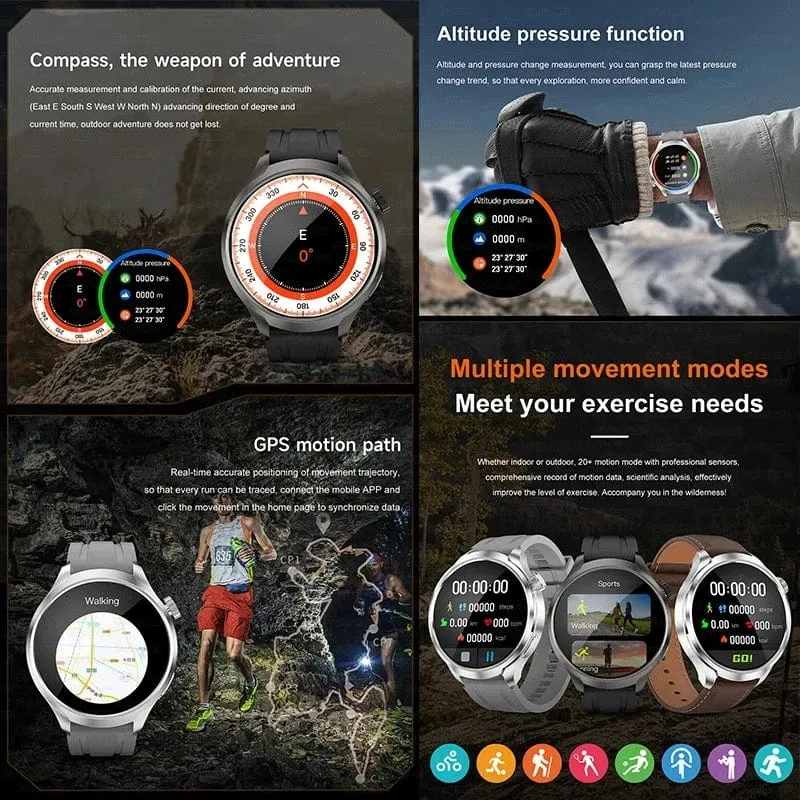 2024 Neu für Huawei Outdoor Sports Smart Watch Männer AMOLED-Bildschirm NFC GPS Kompass Herzfrequenz Wasserdichte Bluetooth-Anruf-SmartWatch
