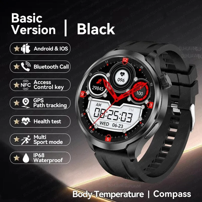 2024 Neu für Huawei Outdoor Sports Smart Watch Männer AMOLED-Bildschirm NFC GPS Kompass Herzfrequenz Wasserdichte Bluetooth-Anruf-SmartWatch