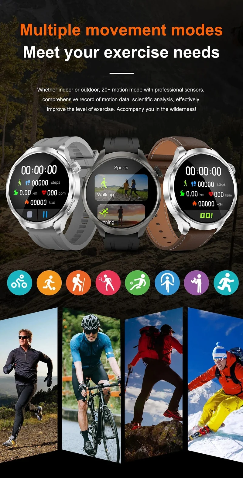 2024 Neu für Huawei Outdoor Sports Smart Watch Männer AMOLED-Bildschirm NFC GPS Kompass Herzfrequenz Wasserdichte Bluetooth-Anruf-SmartWatch