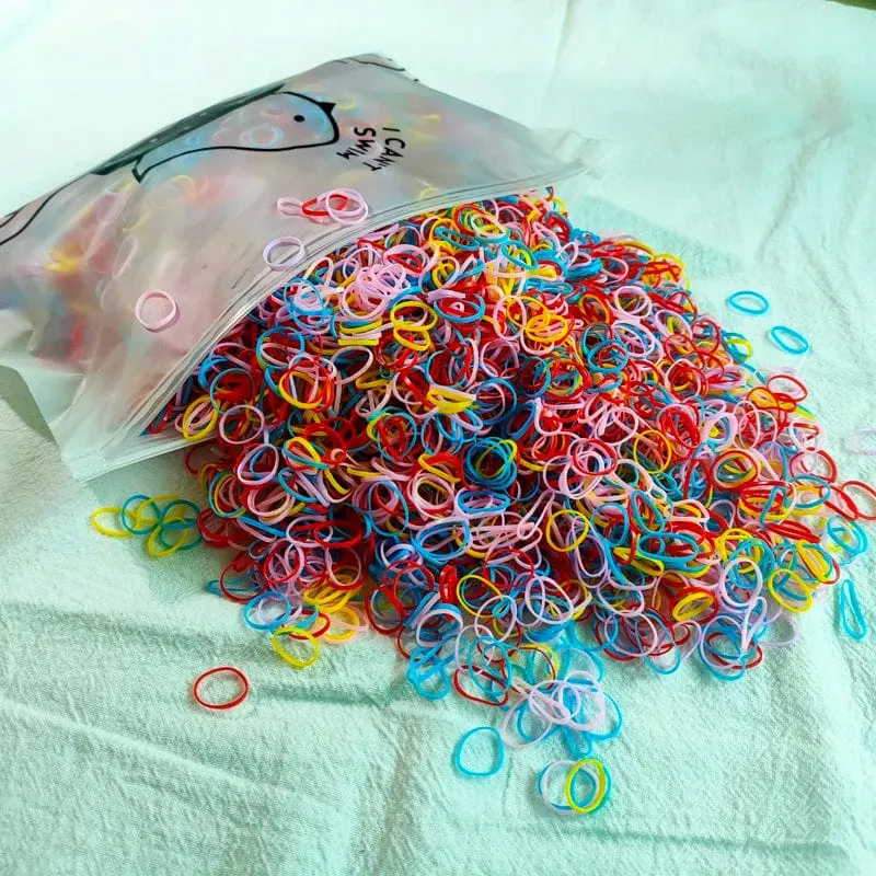 500/1000/2000 Stück Mädchen Bunte Einweg-Haargummis aus Gummiband Stirnband Kinder Pferdeschwanzhalter Bänder Kinder Haarschmuck