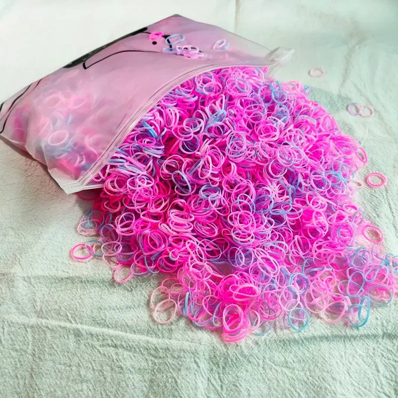 500/1000/2000 Stück Mädchen Bunte Einweg-Haargummis aus Gummiband Stirnband Kinder Pferdeschwanzhalter Bänder Kinder Haarschmuck