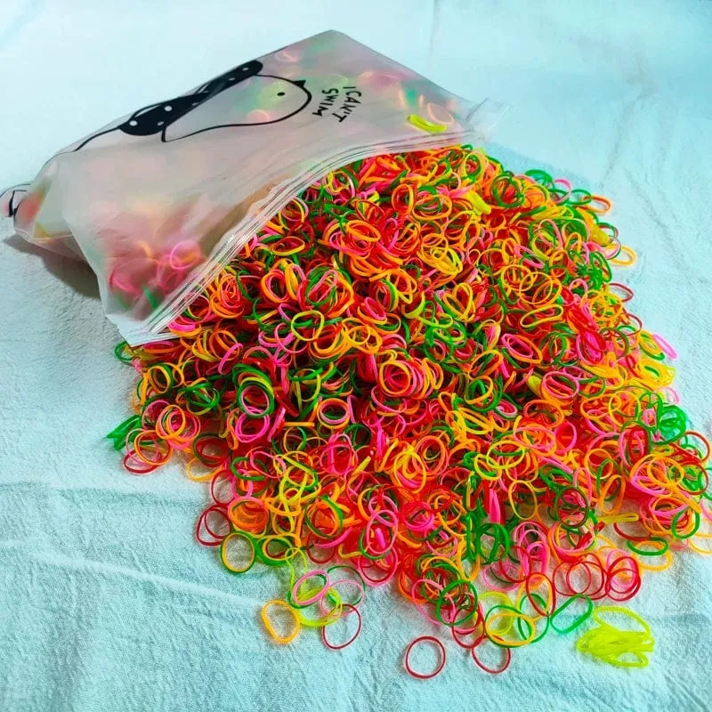 500/1000/2000 Stück Mädchen Bunte Einweg-Haargummis aus Gummiband Stirnband Kinder Pferdeschwanzhalter Bänder Kinder Haarschmuck