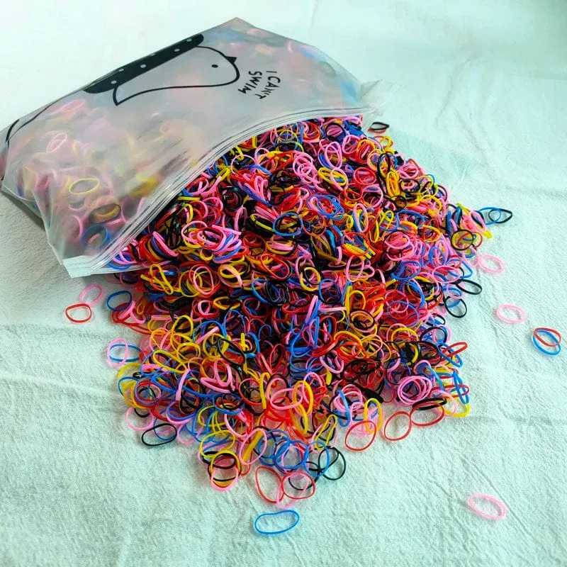 500/1000/2000 Stück Mädchen Bunte Einweg-Haargummis aus Gummiband Stirnband Kinder Pferdeschwanzhalter Bänder Kinder Haarschmuck