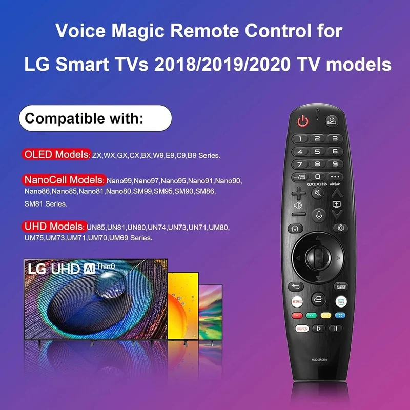 Ersatzfernbedienung kompatibel mit LG Smart TV Voice Magic Remote mit Voice Pointer-Funktion für LG-Fernseher UHD OLED QNED