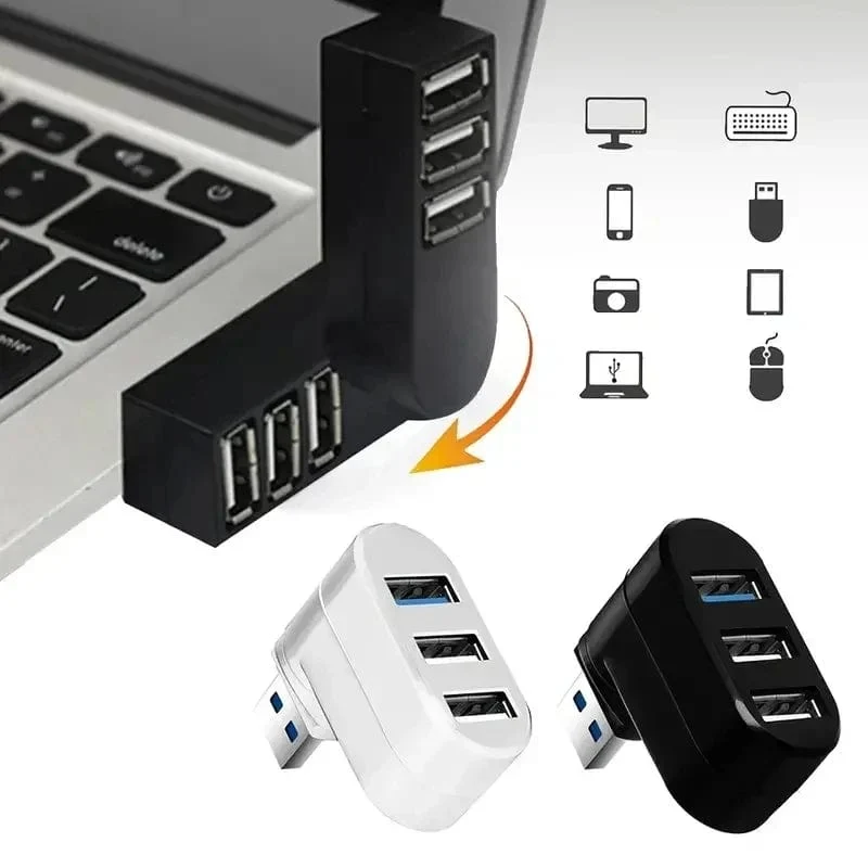 3-Port Multi 2.0 USB-Hub Mini USB-Hub Hochgeschwindigkeits-Rotations-Splitter-Adapter für Laptop-Notebook für PC-Computerzubehör
