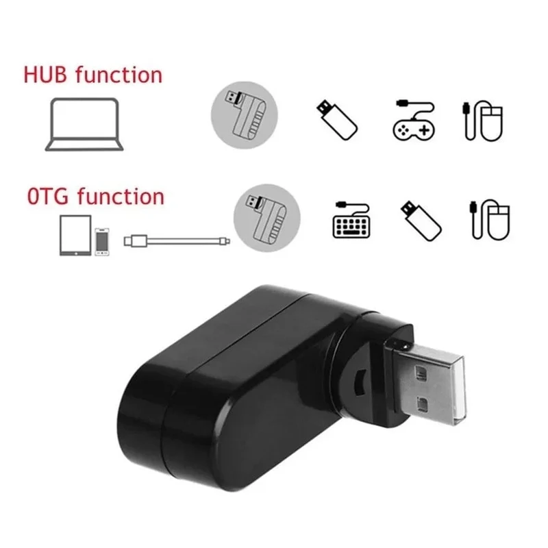 3-Port Multi 2.0 USB-Hub Mini USB-Hub Hochgeschwindigkeits-Rotations-Splitter-Adapter für Laptop-Notebook für PC-Computerzubehör