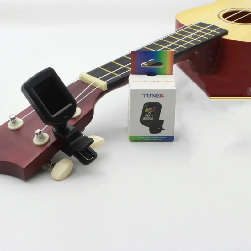 Gitarrentuner für alle Instrumente, elektronisches Stimmgerät zum Anklipsen für Gitarre, Bass, Ukulele, Violine, Mandoline, Banjo