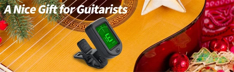Gitarrentuner für alle Instrumente, elektronisches Stimmgerät zum Anklipsen für Gitarre, Bass, Ukulele, Violine, Mandoline, Banjo